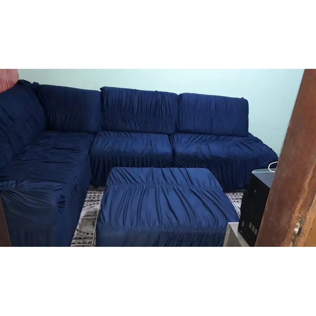Capa de sofá de canto com 5 capas de almofadas e 1 capa de puf | Shopee  Brasil
