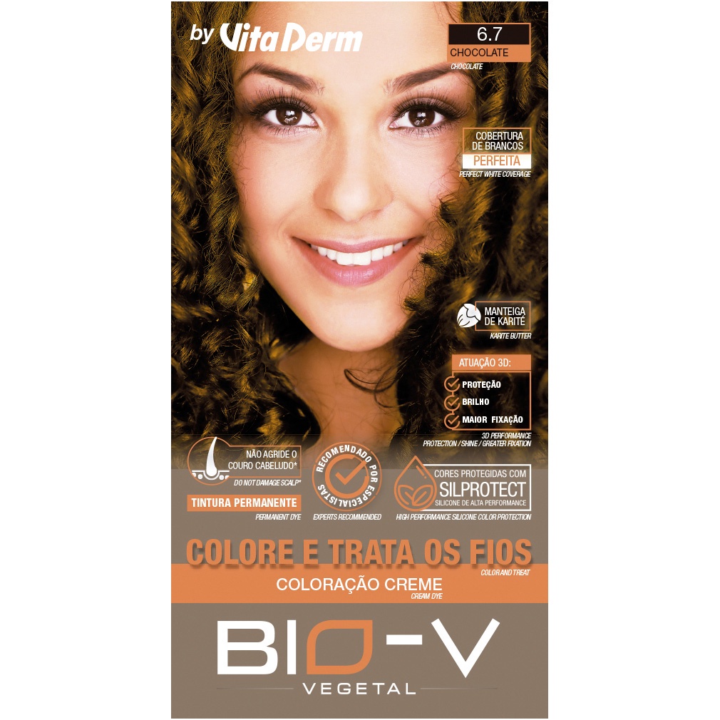 Coloração Vita Derm Bio V - Cor: 6.7 Chocolate Tintura Cabelo Hipoalergênico