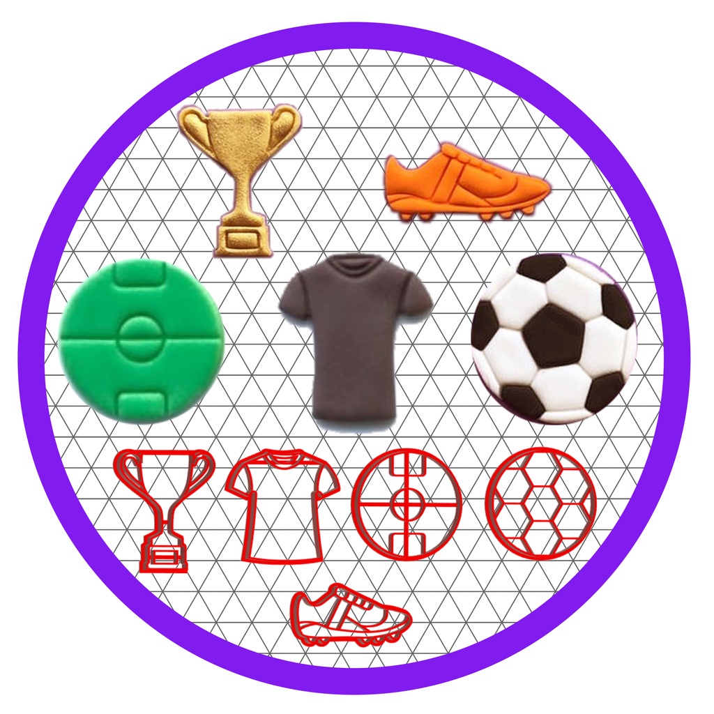 Kit Cortadores Futebol Bola Camisa Biscoito 3cm