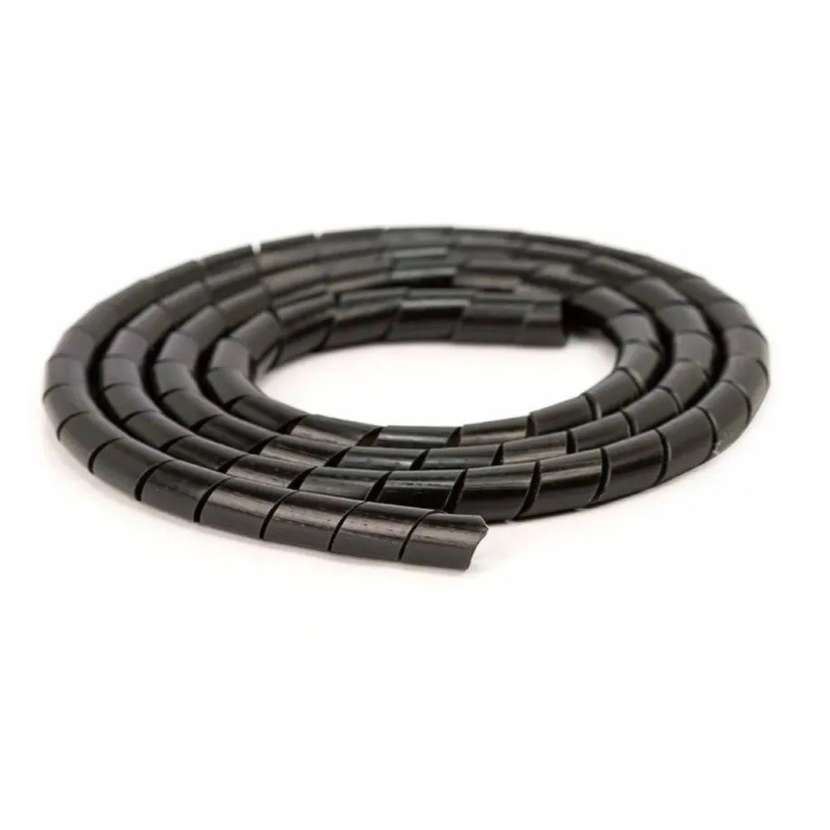 Organizador Fios E Cabos Espiral  1/4 Preto 5 Mts