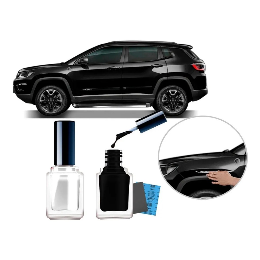Tinta Tira Risco Automotivo Cor Carro Jeep Compass 2017 2018 2019 2020 Preto Shadow
