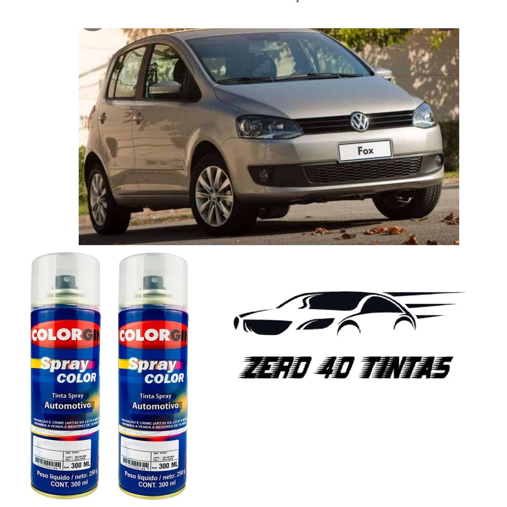 Tinta Automotiva Spray Prata Egito VW + Verniz 300 ml + lixa para reparos