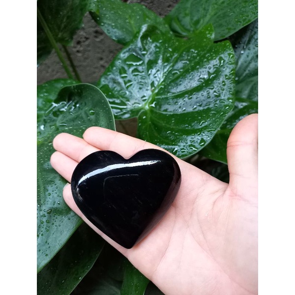 Coração Obsidiana Negra cristal pedra natural cristal lapidado