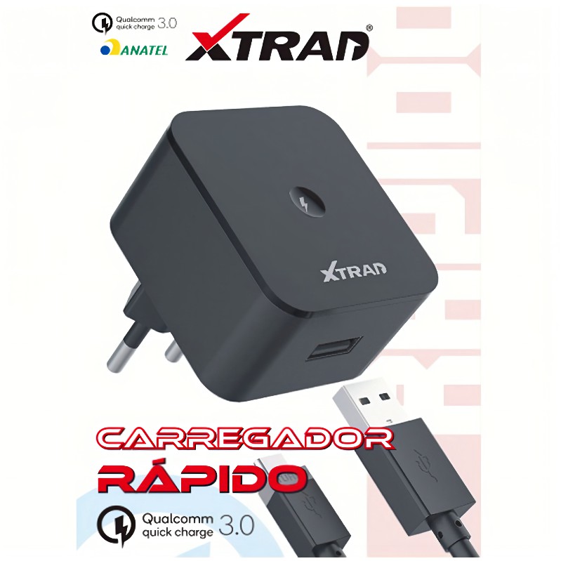 Carregador de celular turbo rápido Tipo C/Micro USB V8/iPhone Lightning Marca XTRAD