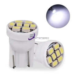 Kit 2 Lampada T10 8 Led W5w Branco Pingo Luz Farolete 12v
