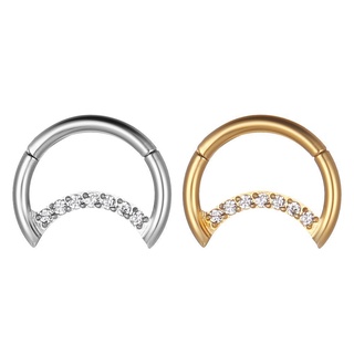 Piercing Aço Cirúrgico Segmento Articulado Lua Zircônia Cravejada / Septril, Rook, Conch, Nariz