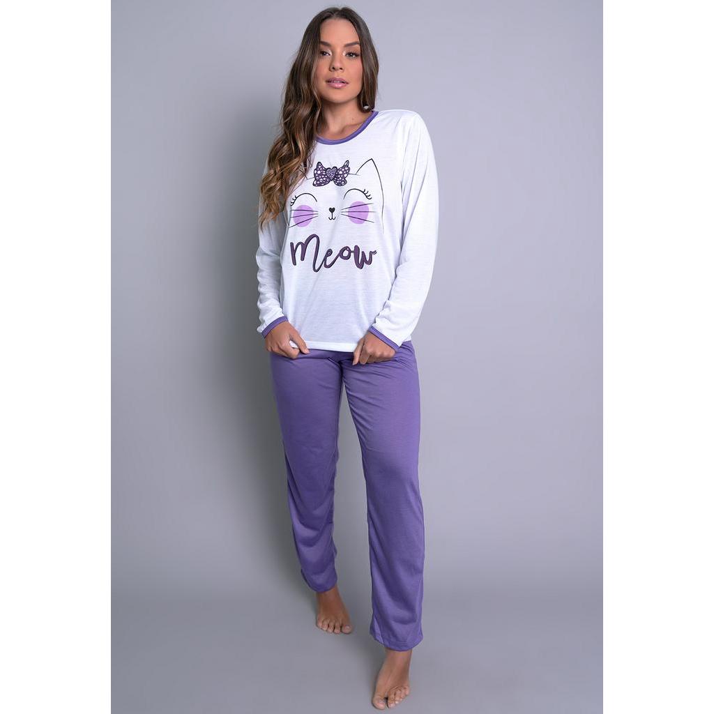 Pijama Longo Adulto Feminino Manga Comprida Inverno Fechado Mvb Modas