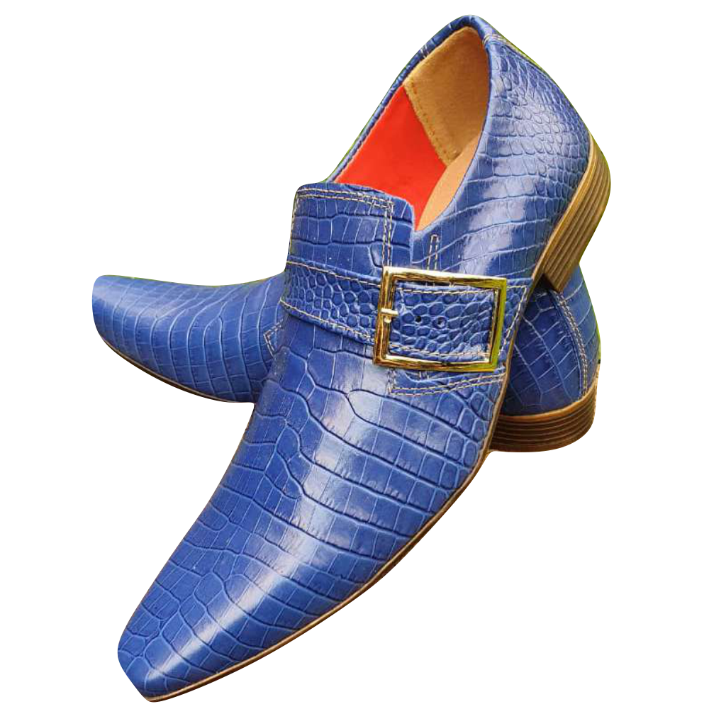 Sapato Masculino Italiano em Couro Social Executivo - Azul - Manhattan Cyan Ref: 1006