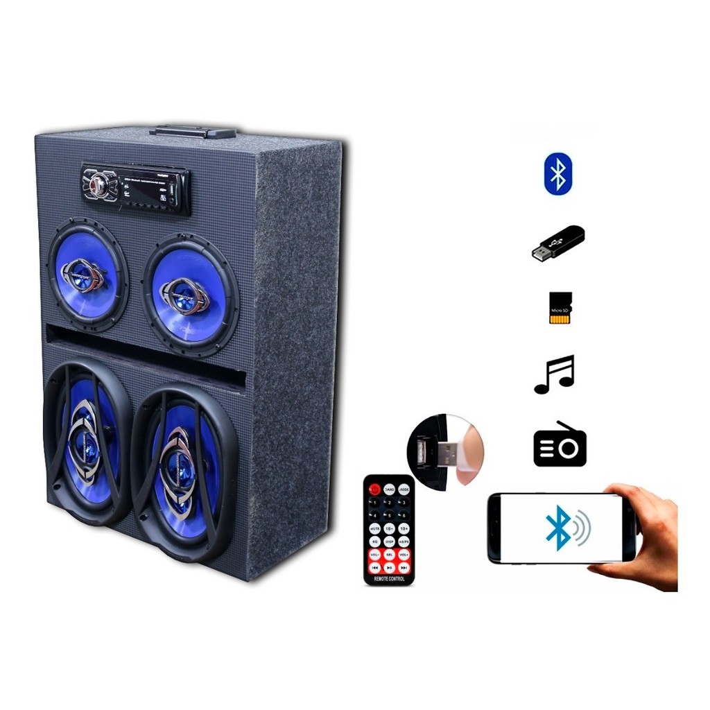 Caixa Radio Bluetooth Usb Ativa Residencial Falante 6 E 6x9 em Oferta na Shopee
