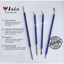 Isis Cutelaria kit cor Azul Palito + Espátula Mista + Espátula + Desencravador