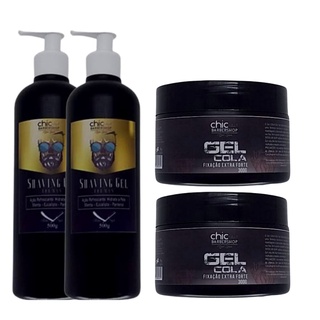 2 Gel Shaving Pra Fazer Barba Pezinho E Navalhado Chichair 500gr+2 Gel Cola300gr