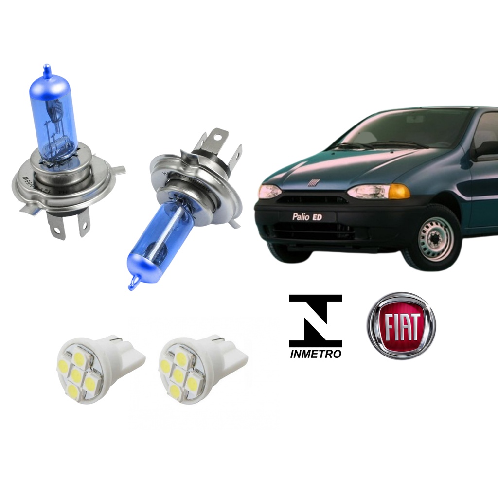Par Lampadas Palio Siena Strada G1 96 97 98 99 2000 Super Brancas Farol Foco Simples H4 + Brinde em Oferta na Shopee