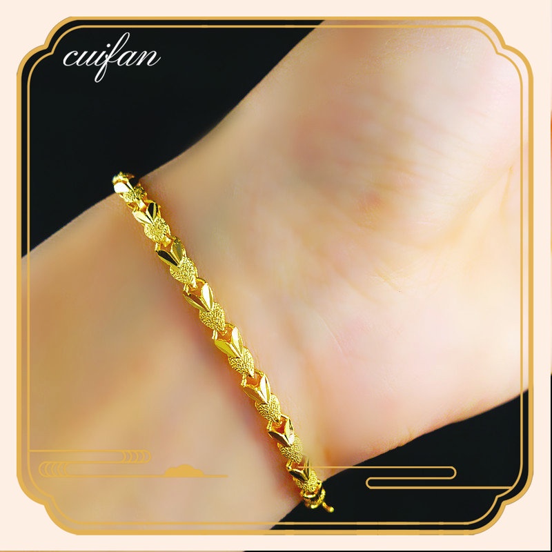 Pulseira De Coração De Ouro Puro Para Mulheres Amarelo 24K