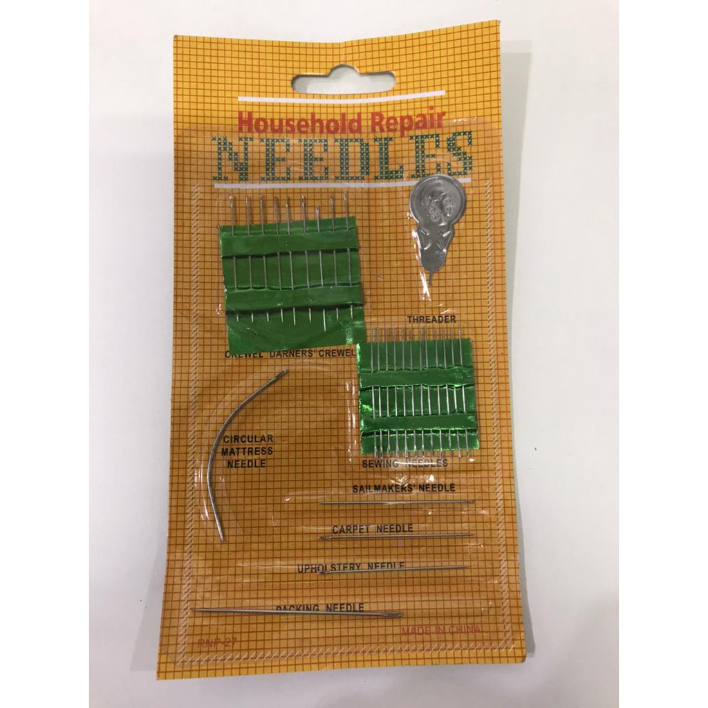 Kit Costura Com 27 Agulhas + 1 Passador De Linha Na Cartela