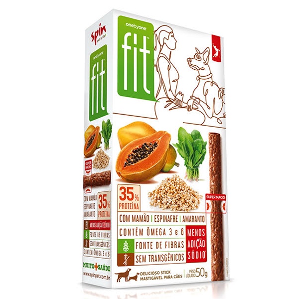 Petisco Spin Pet Onebyone Fit Mamão Espinafre e Amaranto 50g