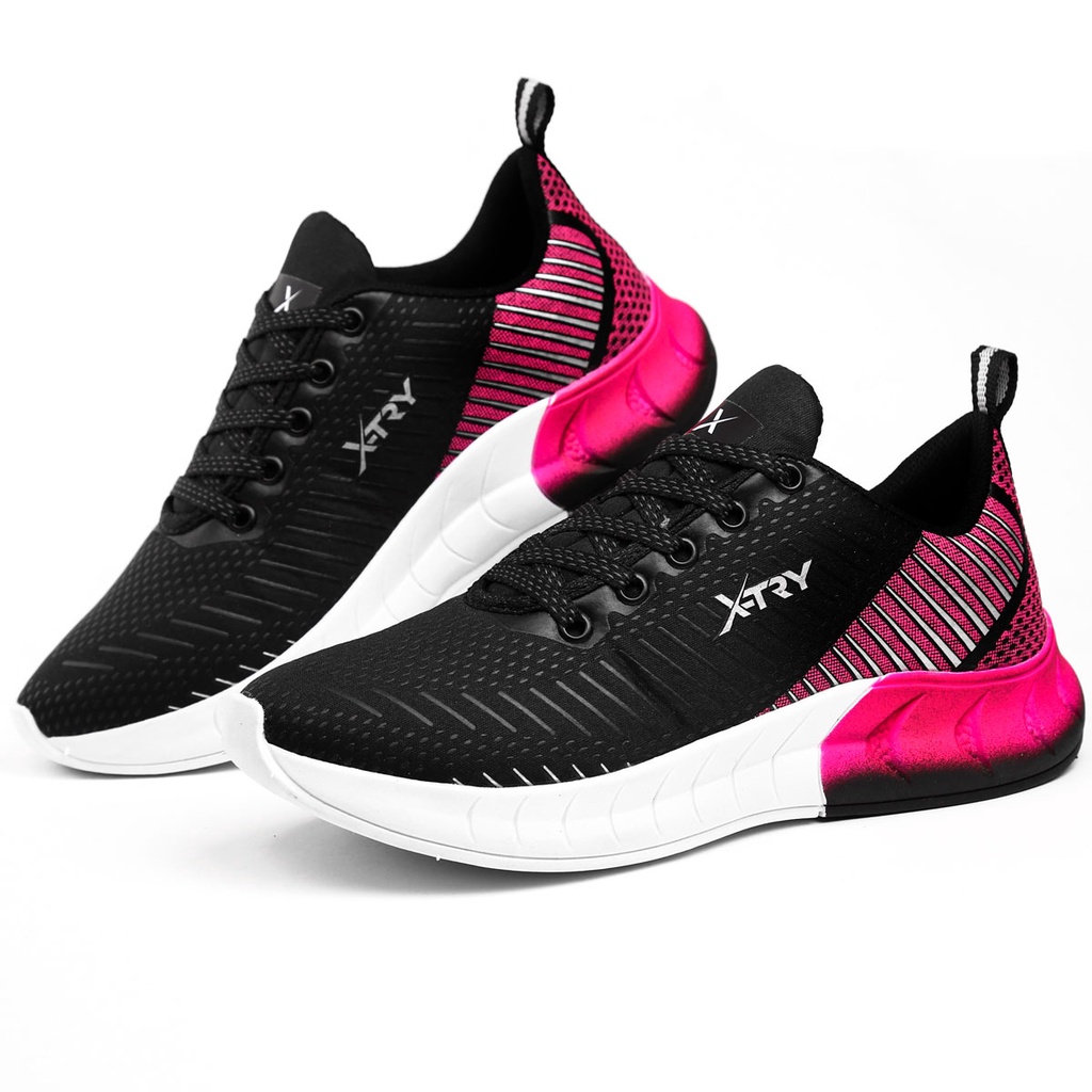 Tênis Feminino Preto com Rosa Excelente para Caminhada - Academia - Corrida - Envio já - S...