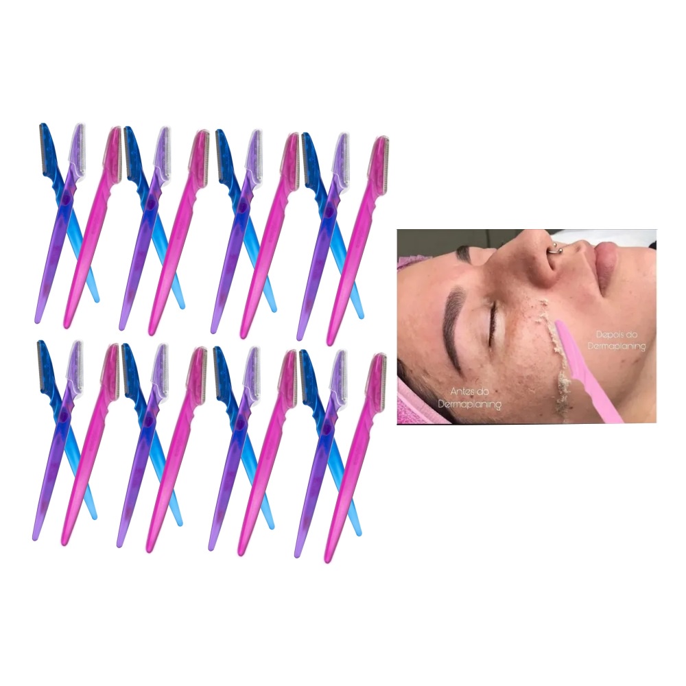 24 LÂMINAS DE SOBRANCELHA NAVALHAS DERMAPLANING ESFOLIANTE REMOVEDOR PELOS FACIAIS