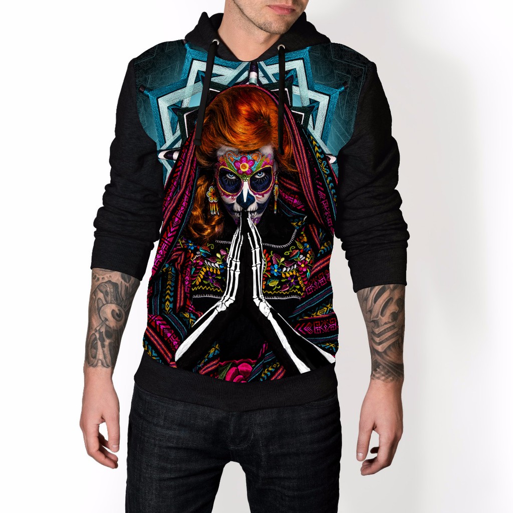 BLUSA MOLETOM CATRINA CAVEIRA MEXICANA FULL ESTAMPADO BLUSA DE FRIO SKULL