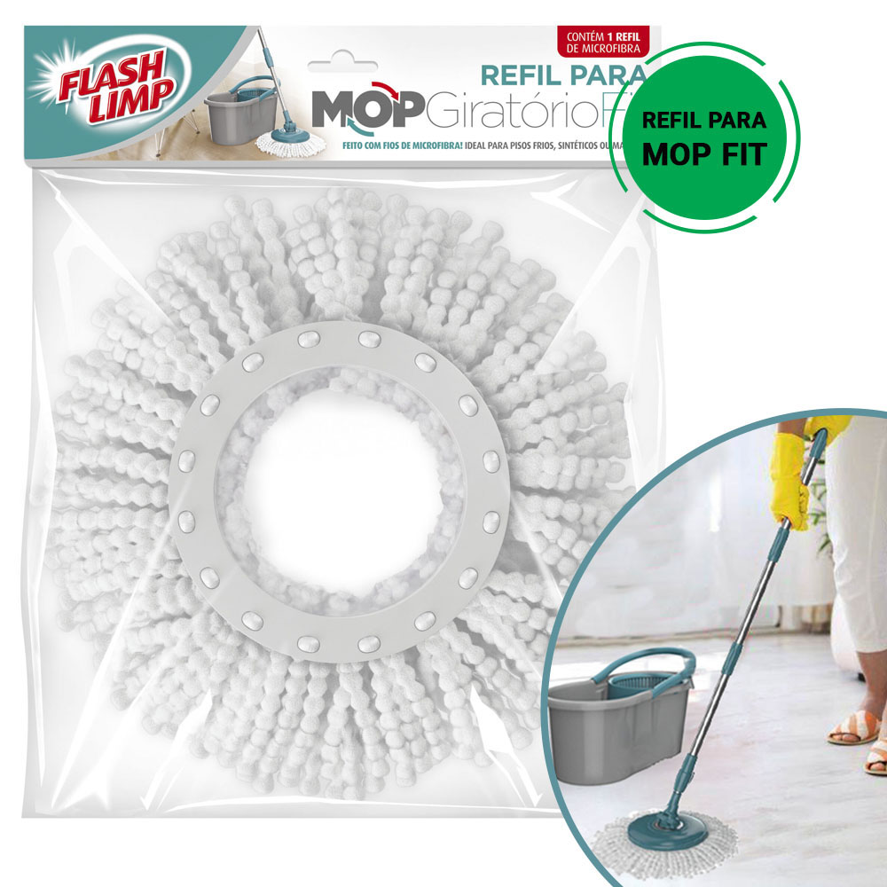 Refil Mop Giratório Fit Alta Absorção Microfibra Flashlimp | Shopee Brasil