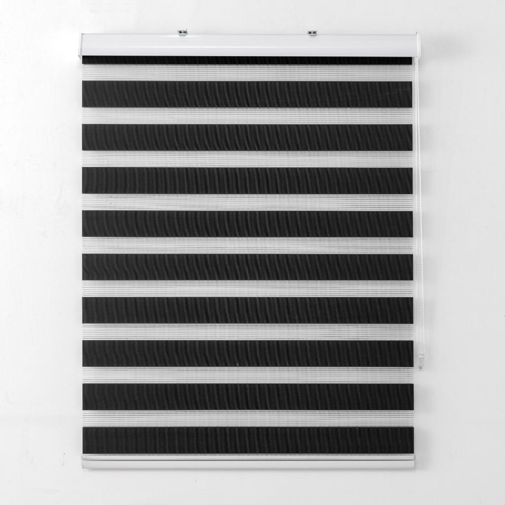 Persiana rolo duplo band sunny preta 120 l x 160 a cortina zebra