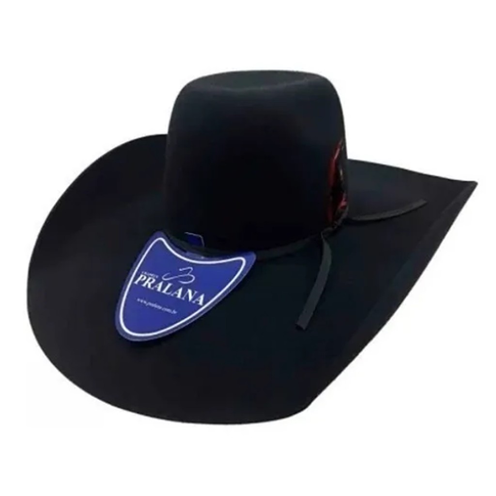Chapéu Aba 13 Pralana Preto Biplay Feltro Country Champion