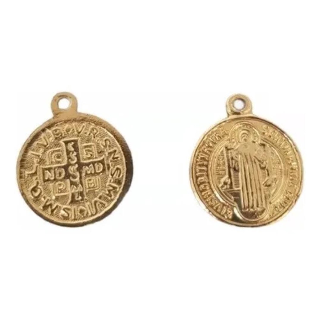 Kit 50 Medalhas São Bento Dourada 15mm em Oferta na Shopee