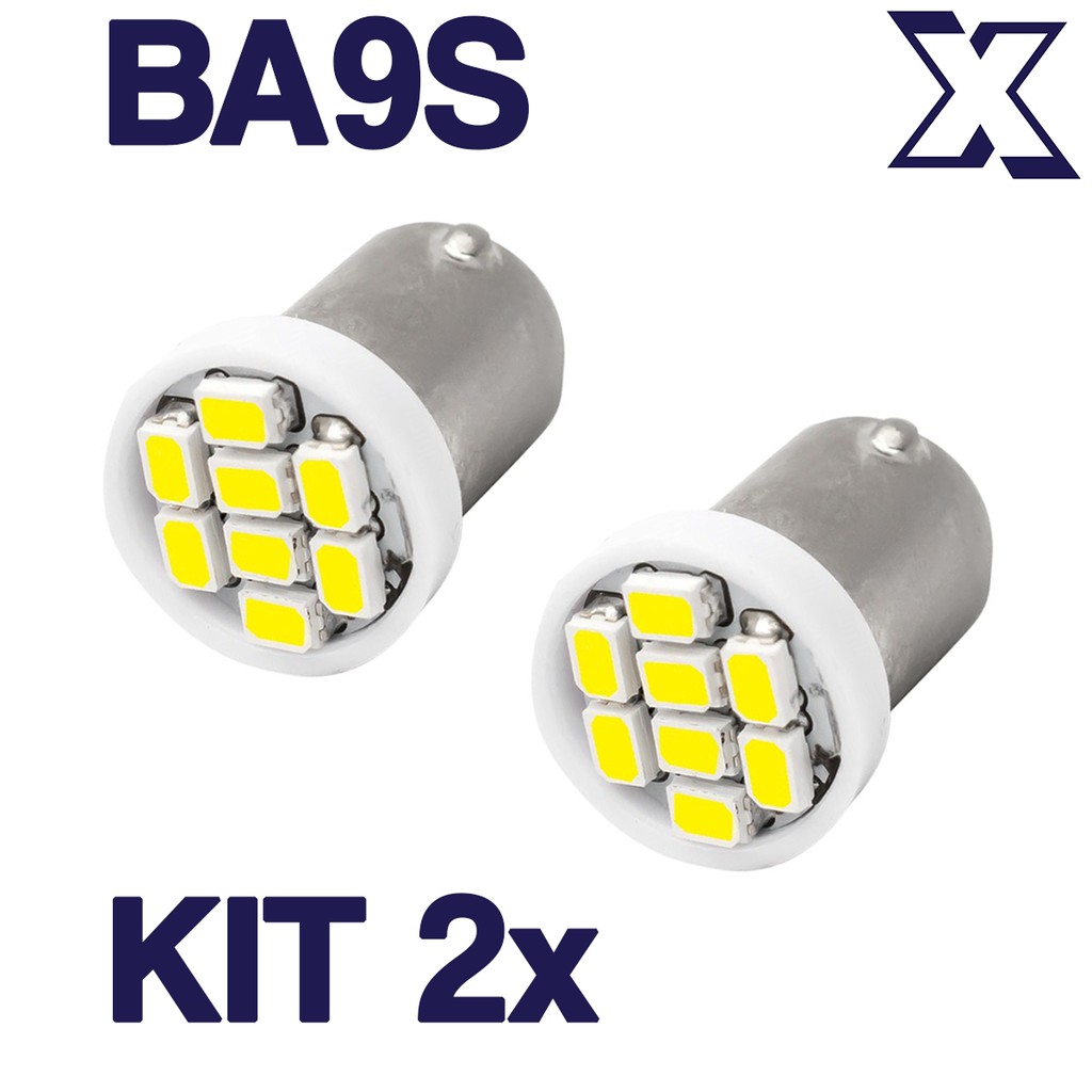 8-Pack 12V 6000K White BA9S T4W LED Bulbs For Car Interior Lighting - Cool White, 3 SMD
