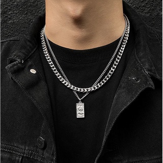 Colar Masculino Tendência Nicho Simples Personalidade Acessórios Eros Venus Dupla Camada Corrente De Clavícula De Vento Frio Cubano