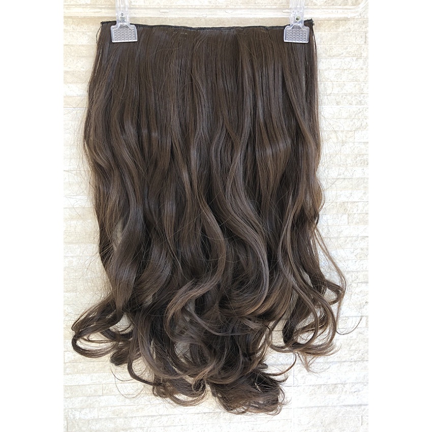 Aplique Mágico Cabelo Invisível Tiara Fio cor castanho medio ondulado