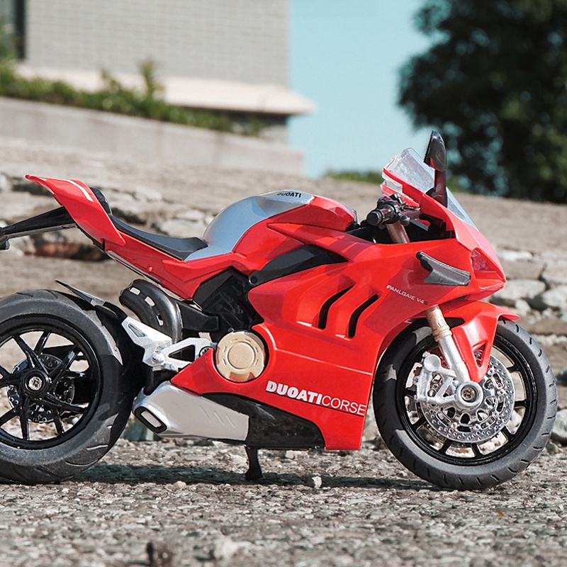1 : 12 Escala Ducati V4S Modelo De Motocicleta Liga Diecast Carro Som Luz Amantes Do Coleção Kids Aniversário Presente Metal Meninos Brinquedos