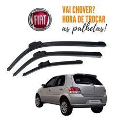 Palheta Limpador Parabrisa Dianteiro + Traseiro Fiat Palio G4 2008 a 2011