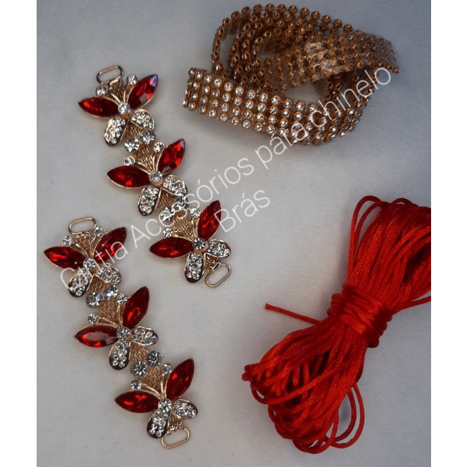 leve 01, 02 ou 03  kit cabedal para chinelo borboleta  +manta e cordão em Oferta na Shopee