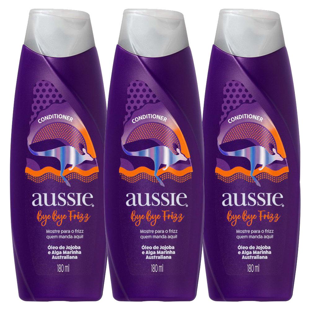Kit 3 Condicionador Aussie Bye Bye Frizz Maciez e Brilho 180ml em Oferta na Shopee
