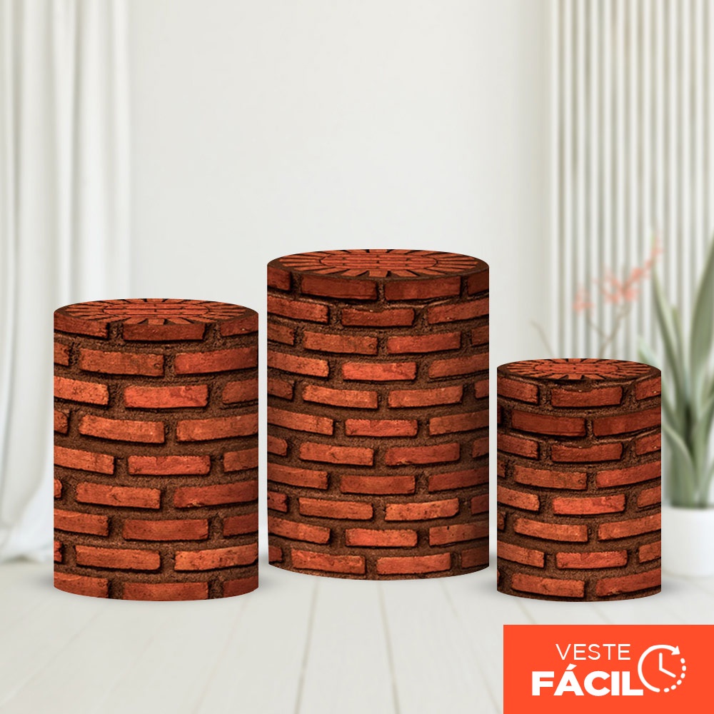 Capa de Cilindro Festa Tijolos Veste Fácil em Tecido com Elástico para Festas em Oferta na Shopee