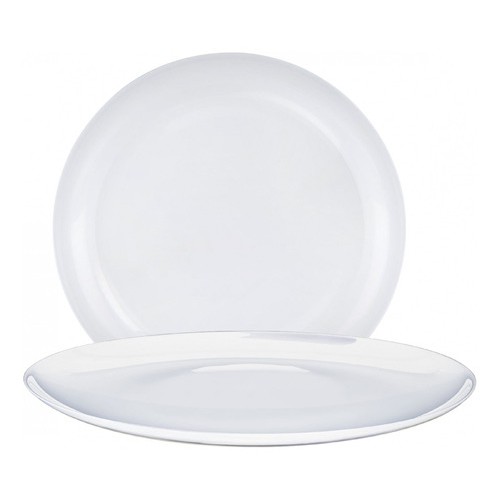 Jogo de Prato de Vidro Opanile Branco Raso Redondo Para Bolo e Pizza 2 Pcs - Ruvolo - Home & Living