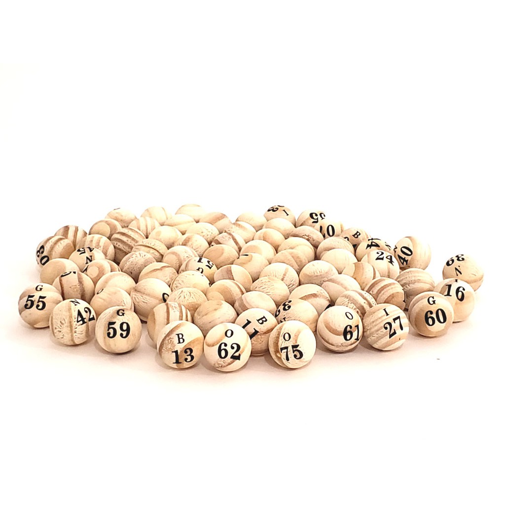 Bingo Kit Bolinhas de Madeira do 01 Á 75 (2,0cm)