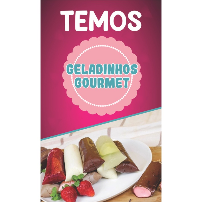 Banner Vende-se geladinho gourmet - 60x100 - Escorrega o Preço