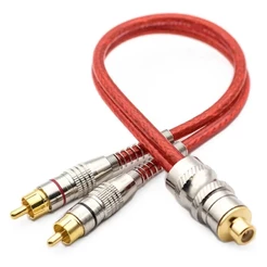 Cabo RCA Y 1 Fêmea 2 Machos 1F+2M Dupla Blindagem Vermelho Prime Original Svart Techone