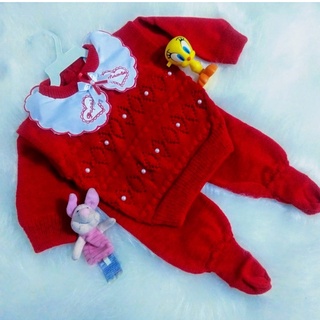 Conjuntos De Agasalho Para Bebê De Blusa E Calça De Lã COM Pé Com Linda Gola De Renda Para Menino E Meninas .