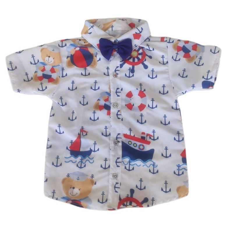 Camisa Temática URSO MARINHEIRO infantil menino.