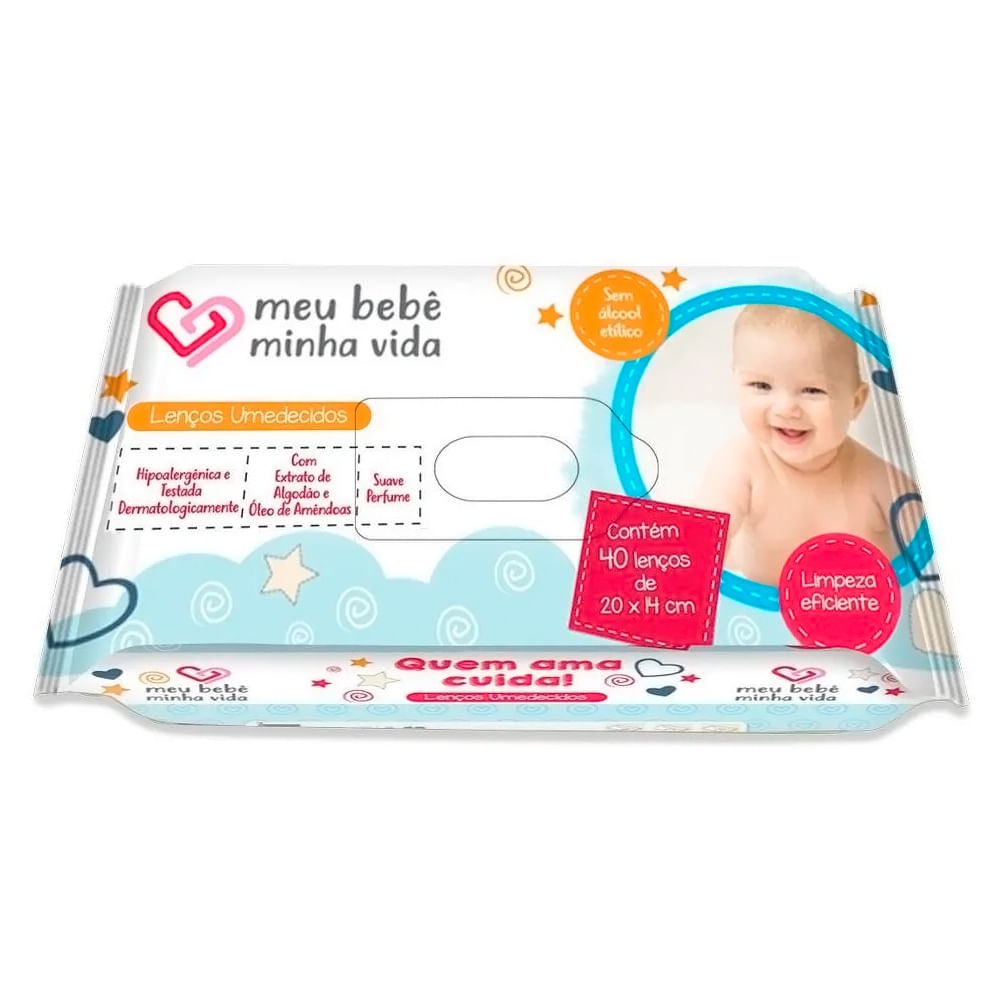 Kit Lenços Toalhas Umedecidas Meu Bebê Minha Vida 40 Unidades - Meu Bebe Minha Vida - Nutriex