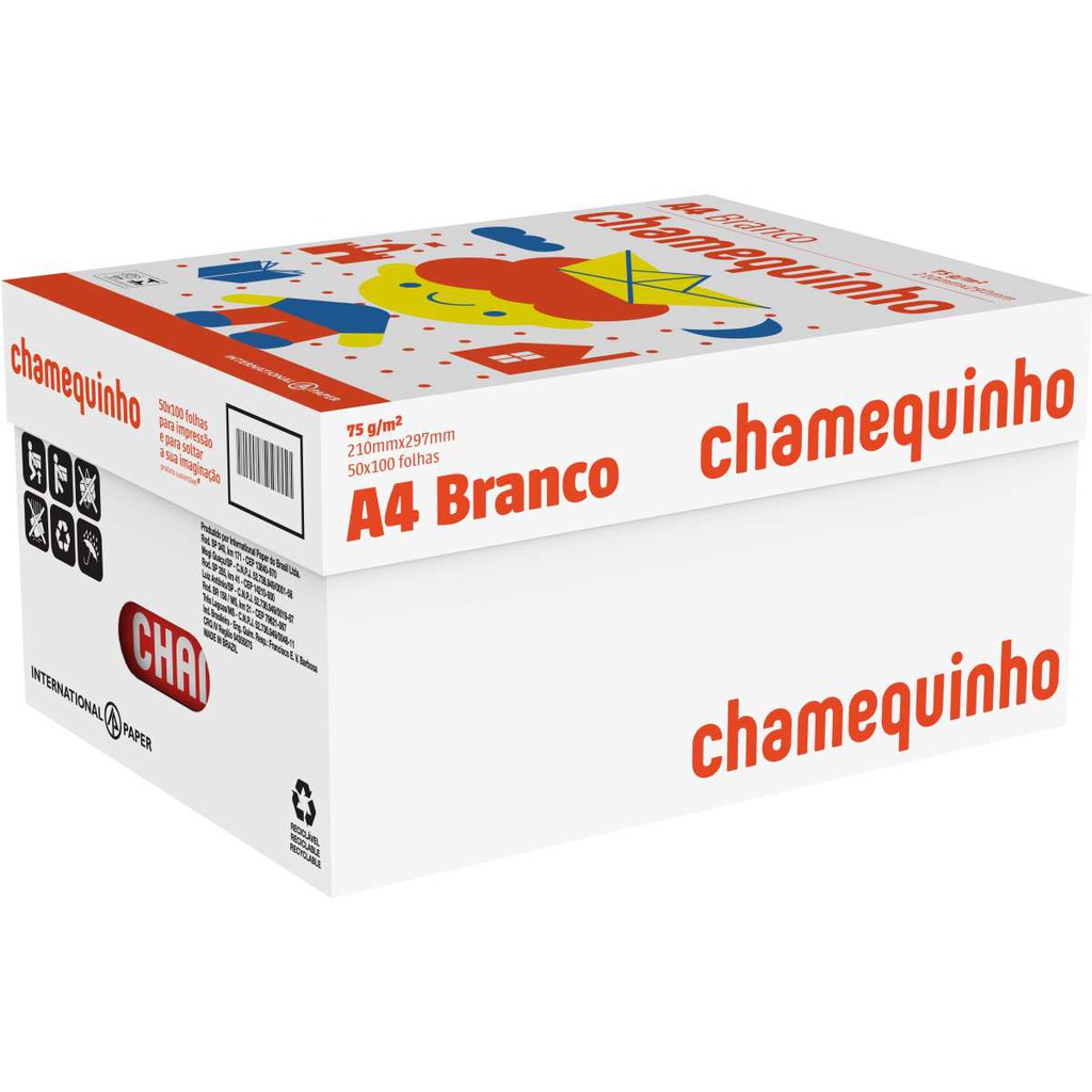 Papel Sulfite A4 Chamequinho 75gbco C100f Shopee Brasil 8103