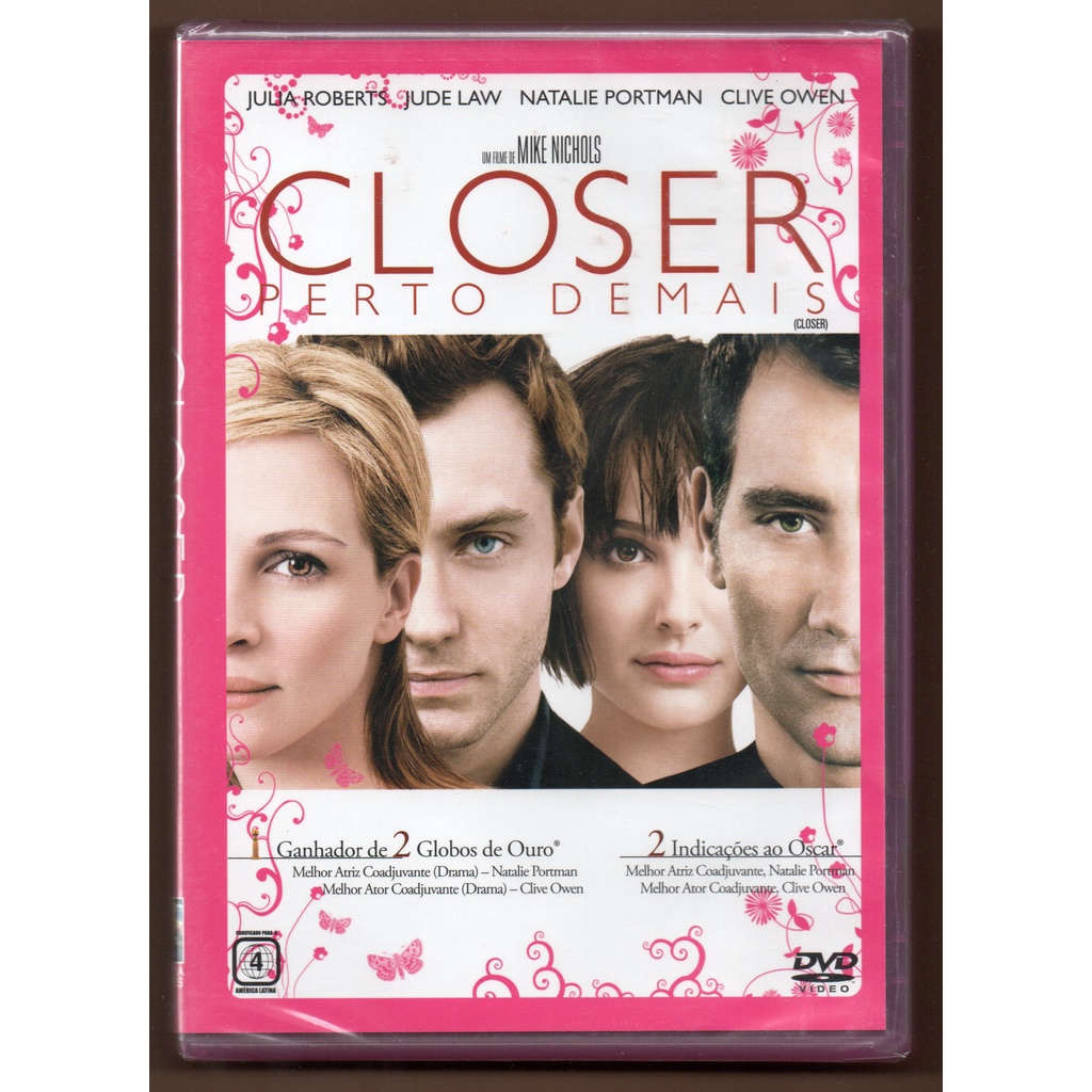 Dvd Closer | Perto Demais | Natalie Portman + Jude Law + Julia Roberts + Clive Owen (lacrado) Rosa