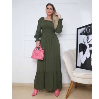 Vestido Longo Luxo Viscolinho / DUNA Manga Longa