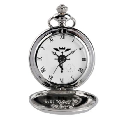 Relógio de Bolso Prata Fullmetal Alchemist Edward Elric