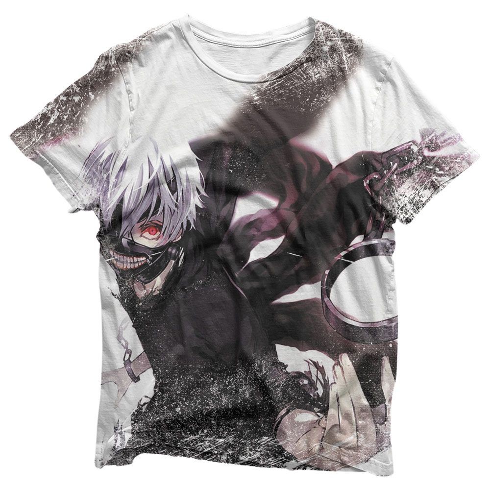 Camisa Kaneki Moda Lateral Esquerda - Camisas Tokyo Ghoul Estampa Total