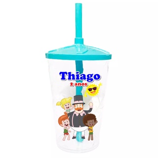 Kit C/ 30 Copos Twister Shake Personalizado 400ml C/Tampa e Canudo Lembrancinha Mundo Bita