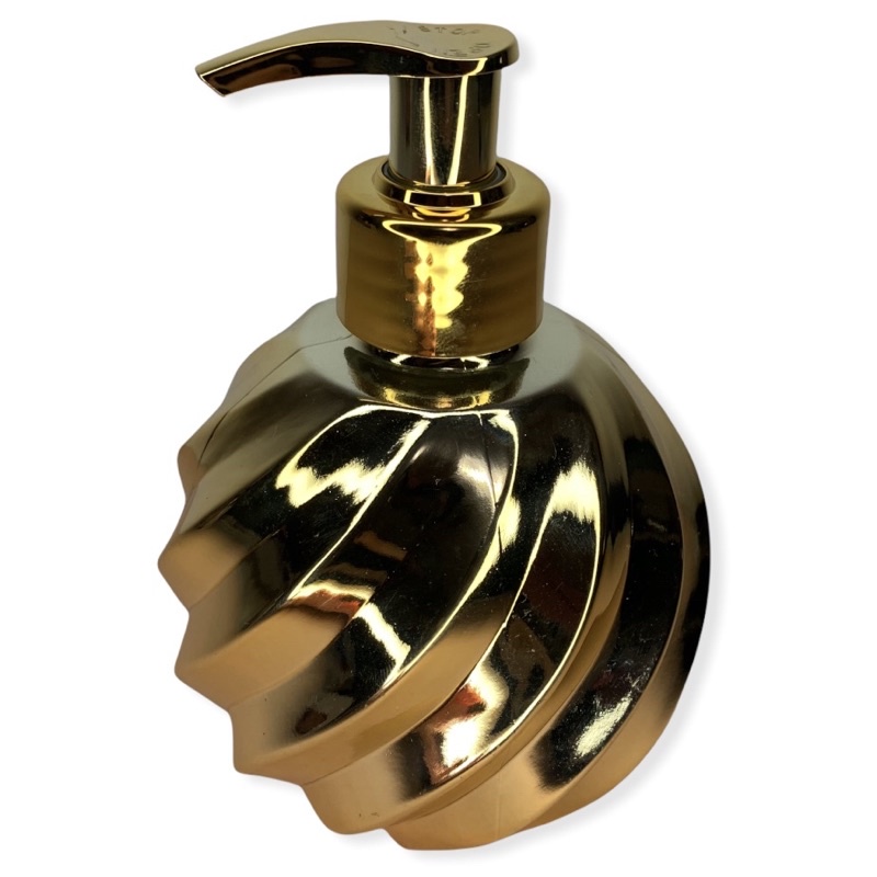 Saboneteira Líquida Porta Álcool Gel Vidro Espiral Dourado Metálico