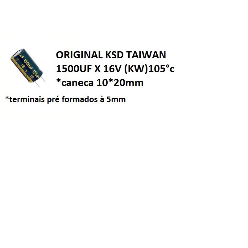 5 peças cap elco 1500uf x 16v KSD Taiwan (KW 105°c) caneca 10*20mm