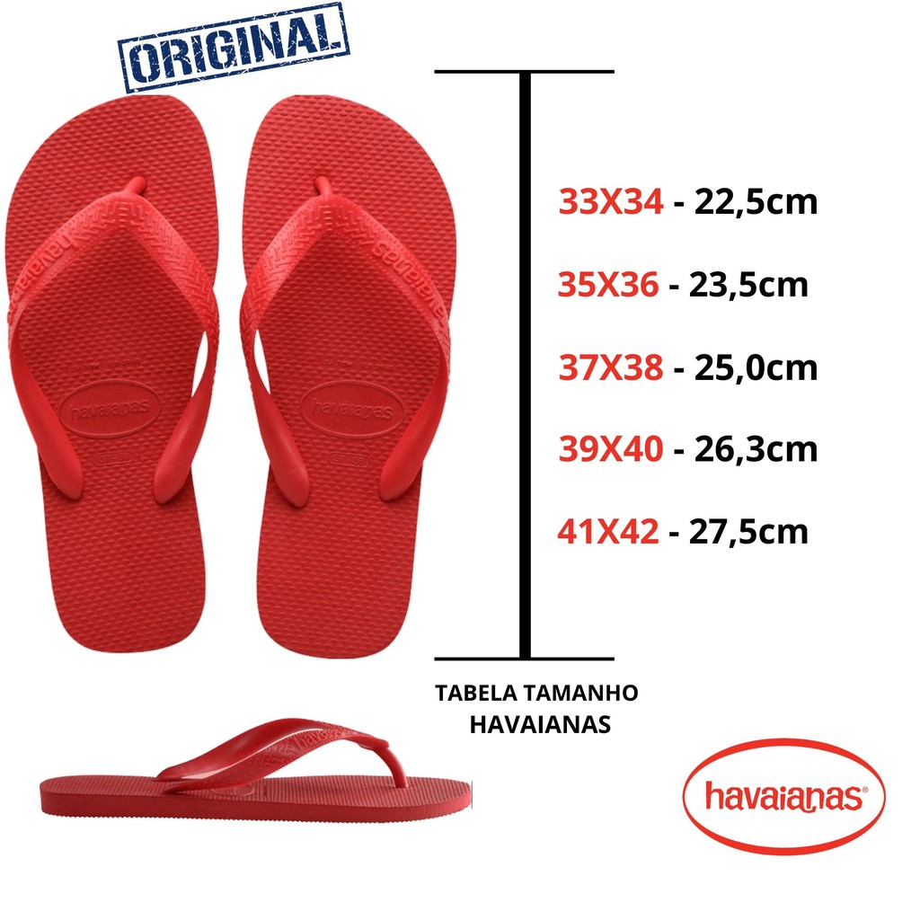 tabela tamanho havaianas